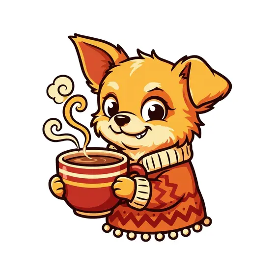Golden Puppy With Cocoa and Sweater
