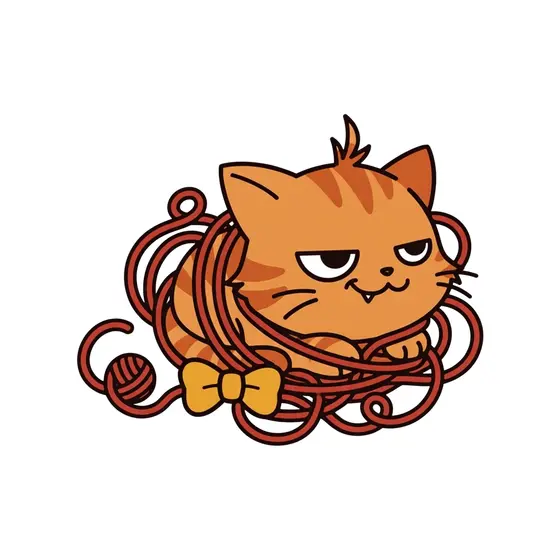 Mischievous Ginger Cat Tangled in Yarn