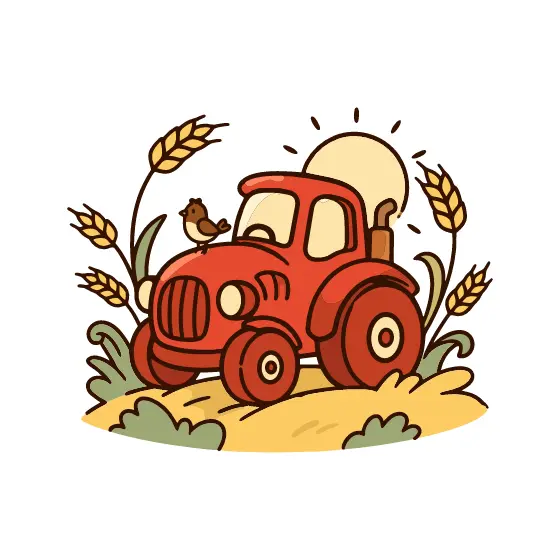 Red Tractor Facing Forward Sunburst