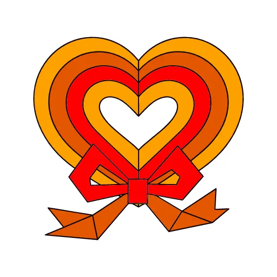 Nested Heart With Orange Outer Rings