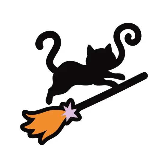 Leaping Cat On Flying Broom