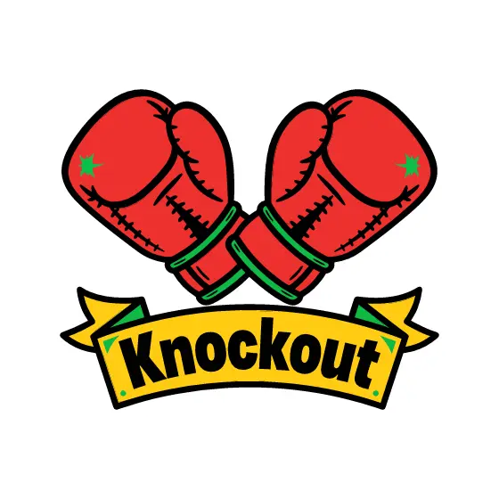 Crossed Red Boxing Gloves With Knockout Banner