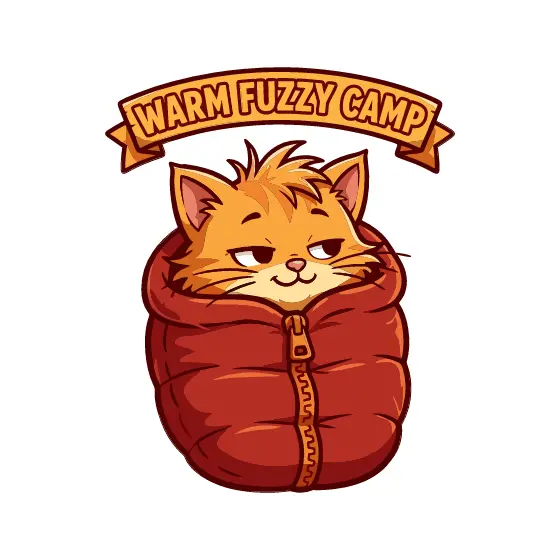 Ginger Kitten in Red Sleeping Bag