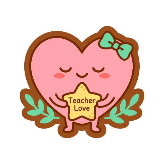 Pink Heart With Mint Bow and Leaves