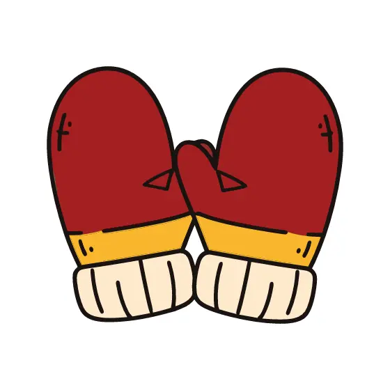 Knitted Red Mittens With Cream Cuffs