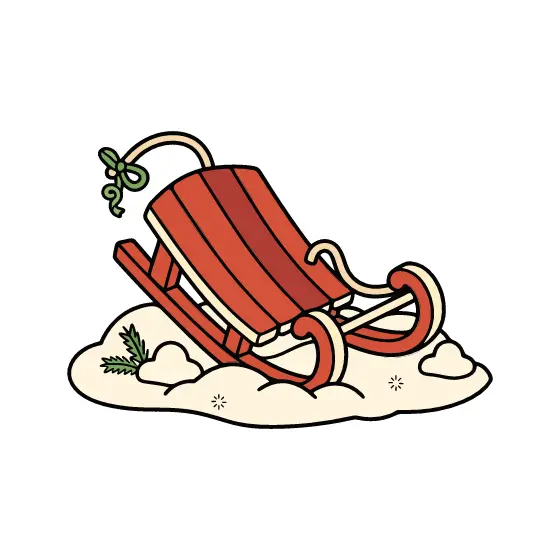 Tipped Red Sled in Snow