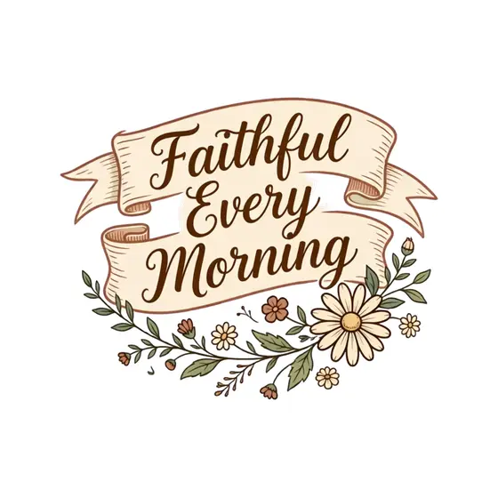 Faithful Every Morning Ribbon Banner With Flowers