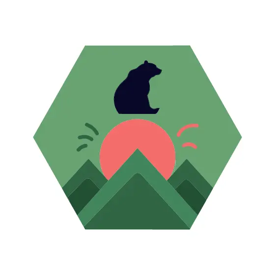 Hexagon Bear and Sunset Over Peaks