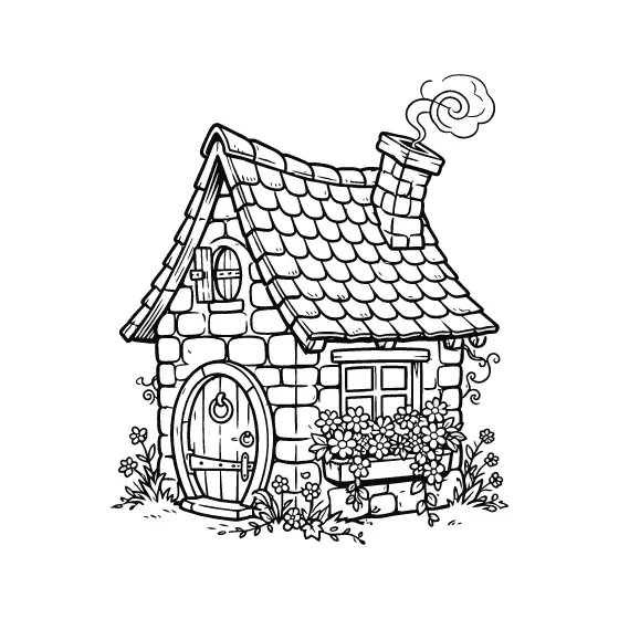 Cottage With Arched Window Flowers
