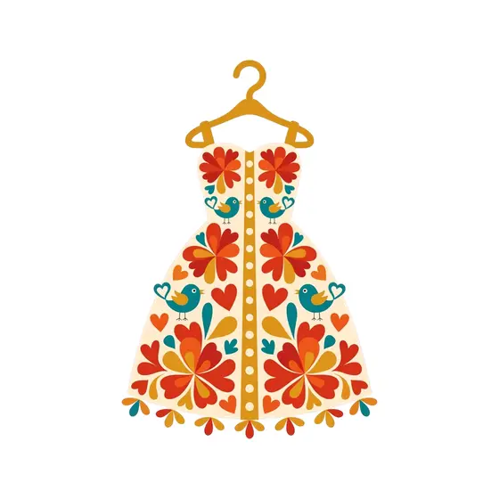 Folk Wedding Dress With Mustard Hanger