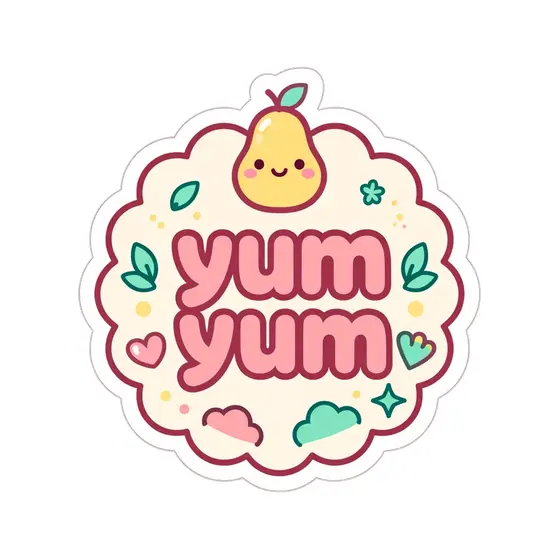 Cream Yum Yum Pear Sticker