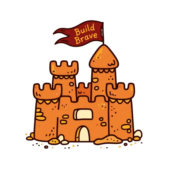 Tall Orange Castle With Large Banner