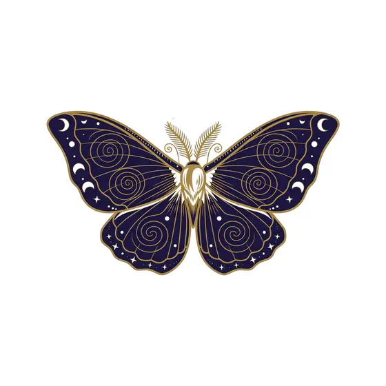 Symmetrical Luna Moth With Spirals