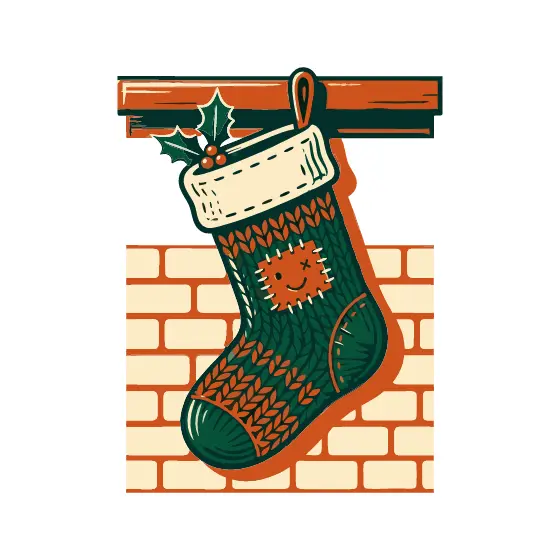 Rust Mantel Stocking With Cream Cuff