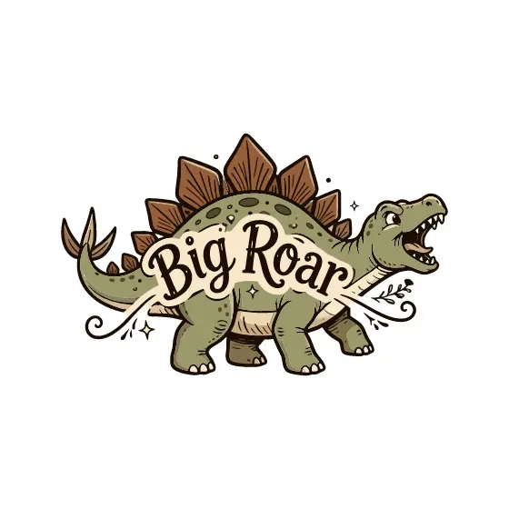 Stegosaurus Roaring With Script Text