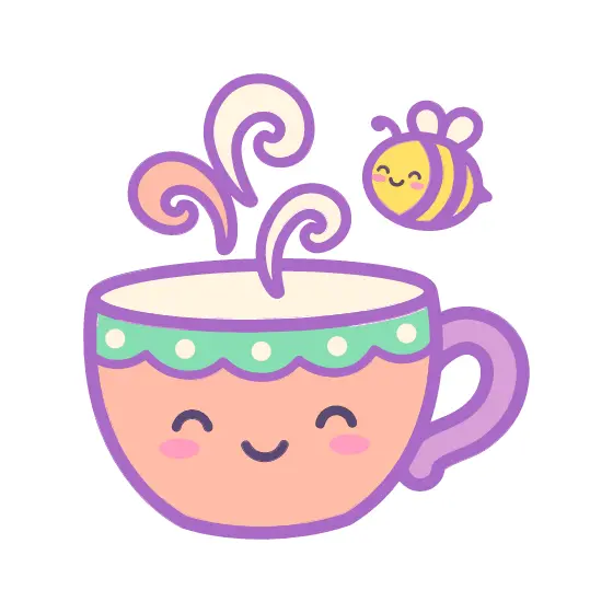 Steaming Teacup With Bee Sticker