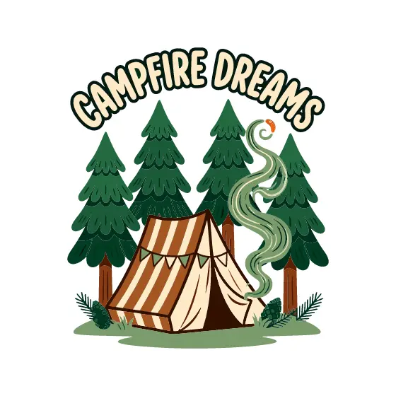 Striped Tent Campfire Dreams Badge