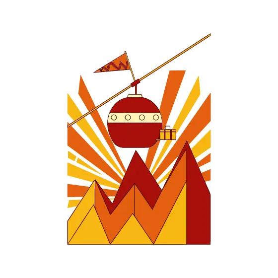 Gondola Over Sunburst and Mountain Peaks