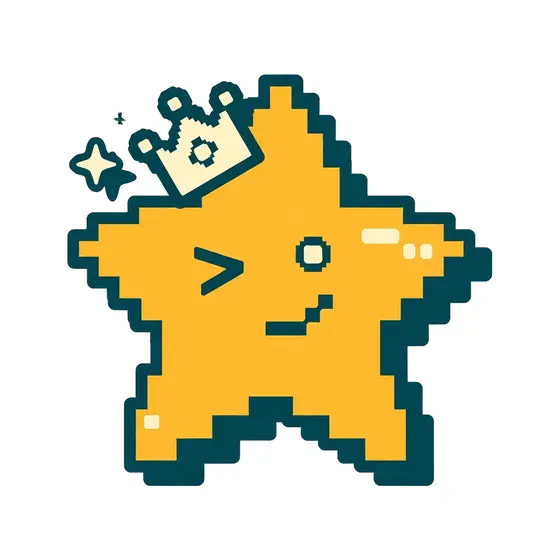 Winking Pixel Star With Sparkle