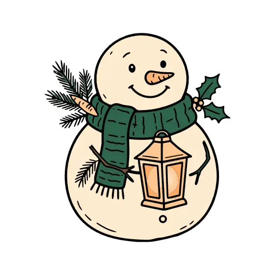 Snowman With Glowing Lantern