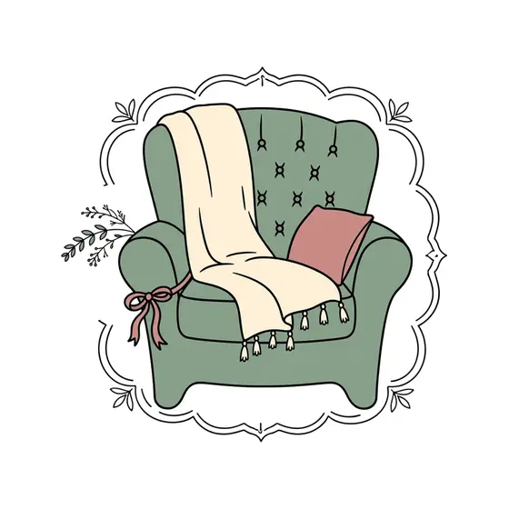 Sage Armchair With Cream Throw