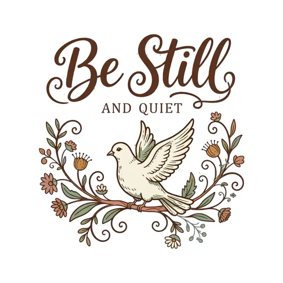 Be Still Dove With Floral Scrolls