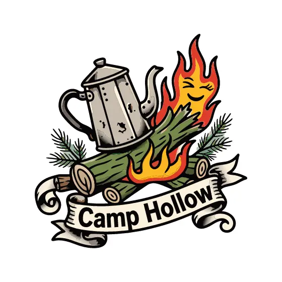Campfire Coffee Pot With Camp Hollow Banner