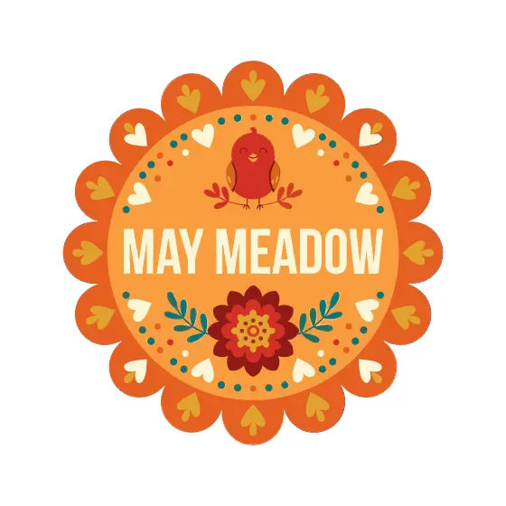 Orange Scalloped Badge With Perched Bird