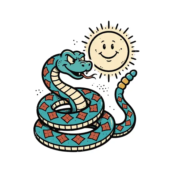 Smiling Snake Beside Cream Sun