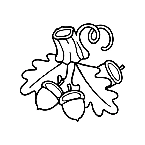 Acorns and Oak Leaf With Tendril
