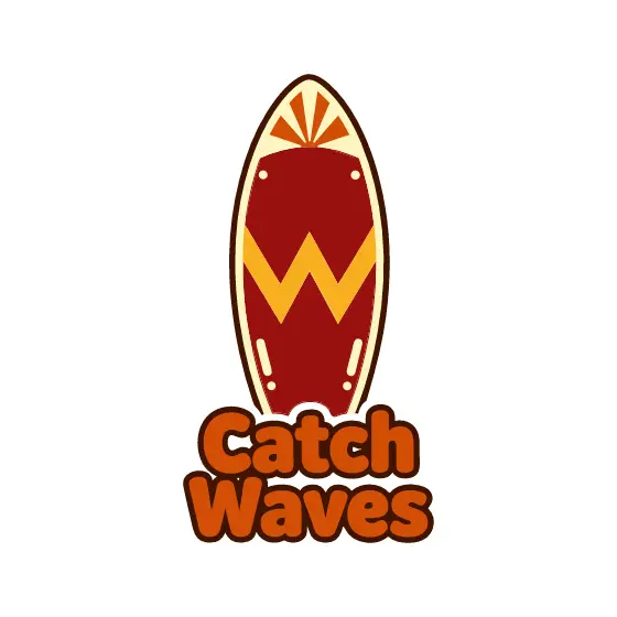 Red Surfboard With Wave Stripe