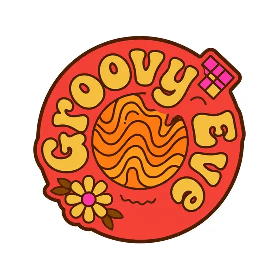Groovy Eve Round Sticker with Wave Disco