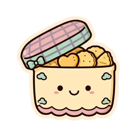 Kawaii Shortbread Tin With Pink Plaid Lid