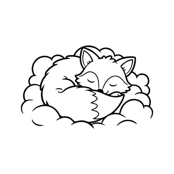 Sleeping Fox Curled in Clouds