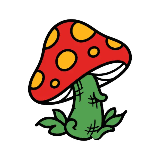 Single Red Mushroom With Yellow Spots