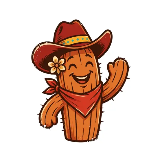 Grinning Cowboy Cactus With Red Bandana