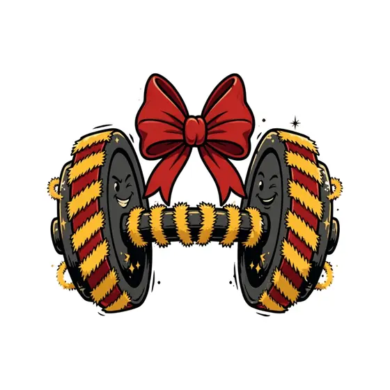 Barbell With Bow Above and Striped Plates