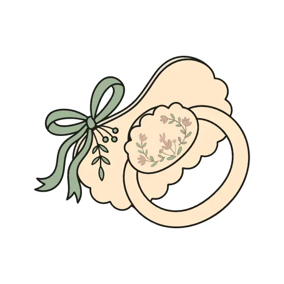Floral Pacifier With Scalloped Shield