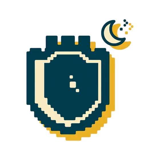 Pixel Shield With Crescent Moon