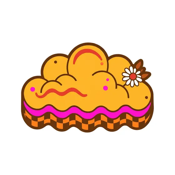 Mustard Cloud With Checkerboard Base