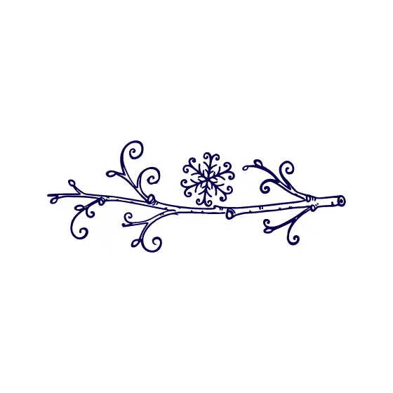 Navy Birch Twig With Single Snowflake