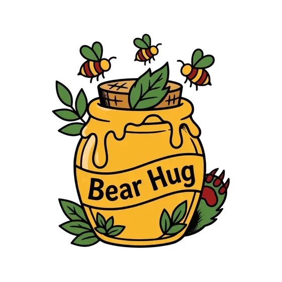 Bear Hug Honey Jar With Bees