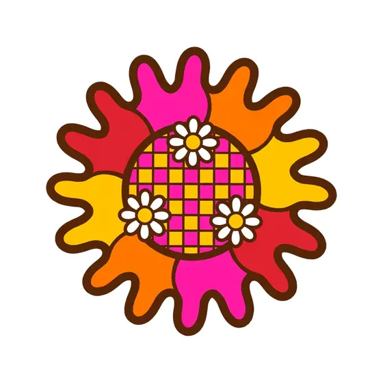 Pink And Orange Groovy Sunburst