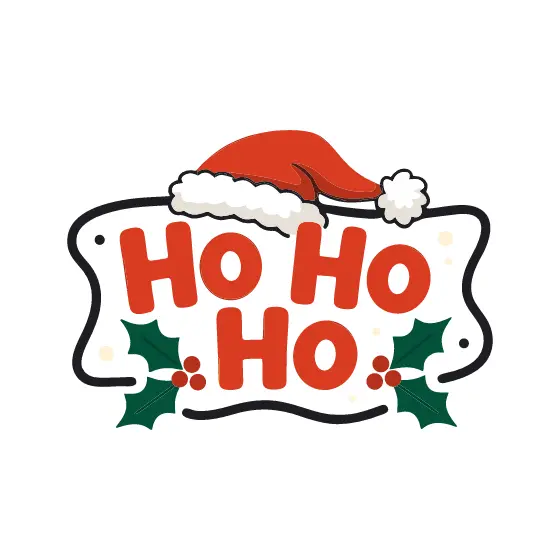 Ho Ho Ho Banner With Santa Hat