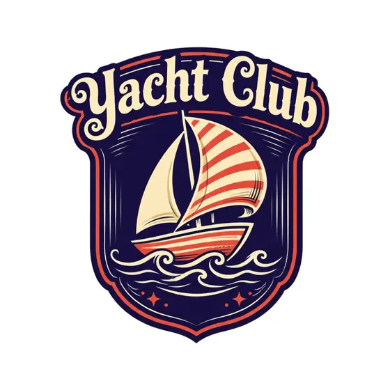 Navy Shield Badge With Striped Sailboat