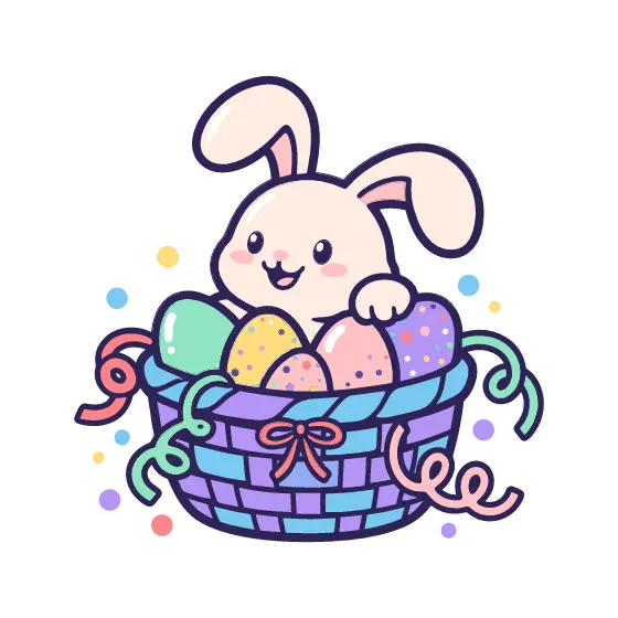 Purple Basket Bunny With Ribbon Bow