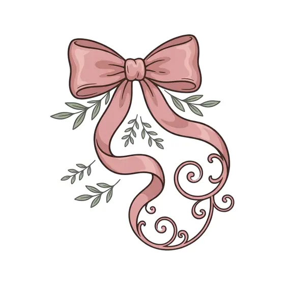 Dusty Rose Bow With Scrolled Tails