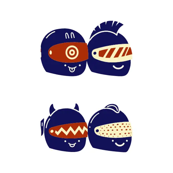 Helmet Pairs With Chevron and Dot Visors
