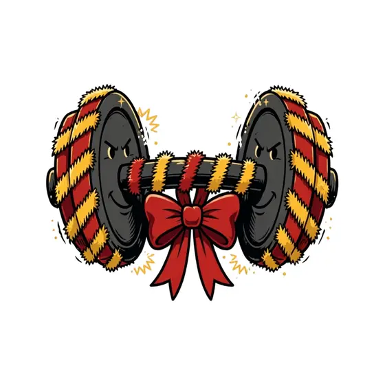 Tinsel-Wrapped Barbell With Red Bow