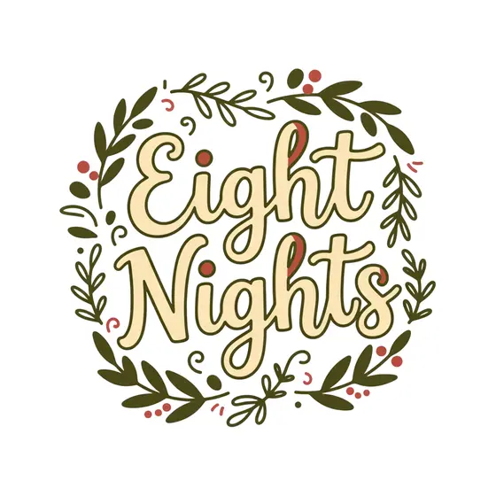 Eight Nights Script Wreath with Olive Leaves